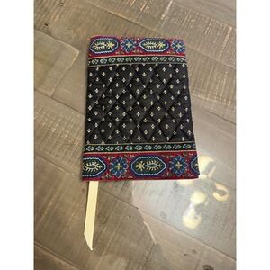 Vera Bradley Designs Vintage Quilted Book Cover Navy Blue Red Paisley Floral